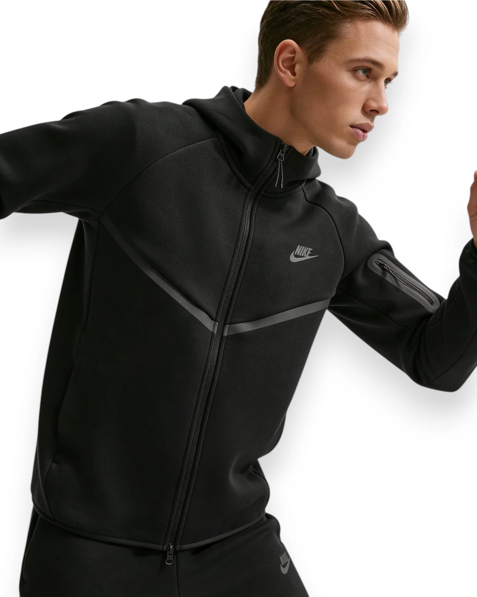 Nike Tech Fleece Hoodie in Black front view