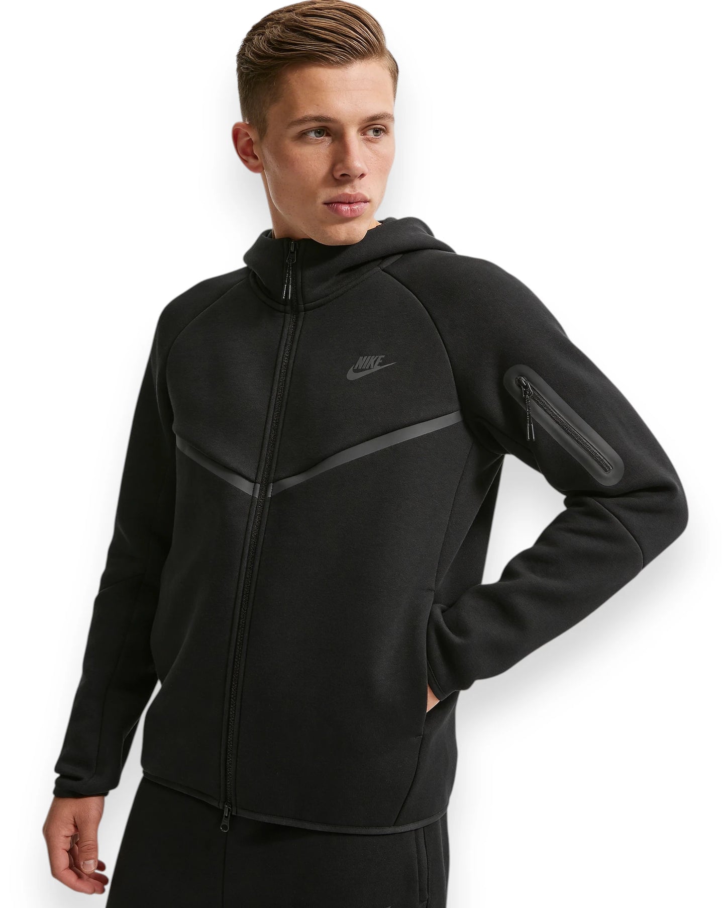 Nike Tech Fleece Hoodie in Black front view