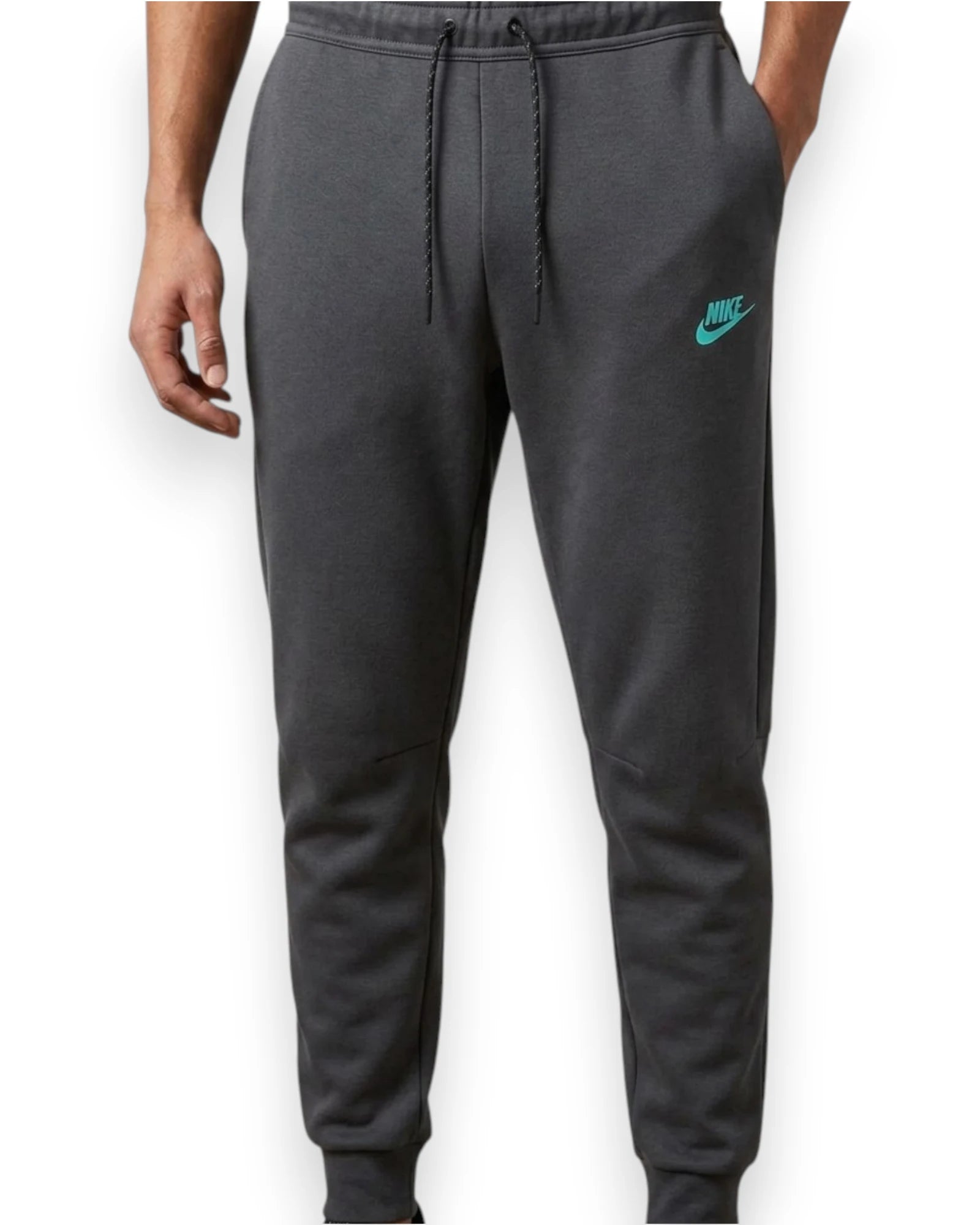 Gray Nike sweatpants on a white background