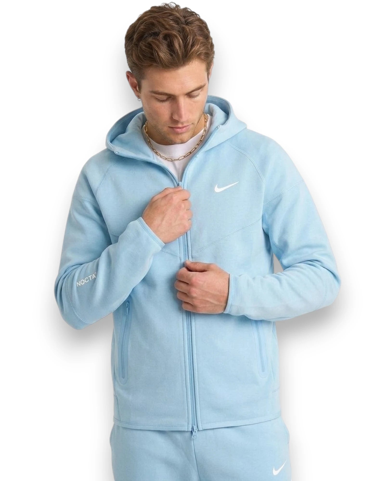 NOCTA Tech Fleece Hoodie in Blue front view